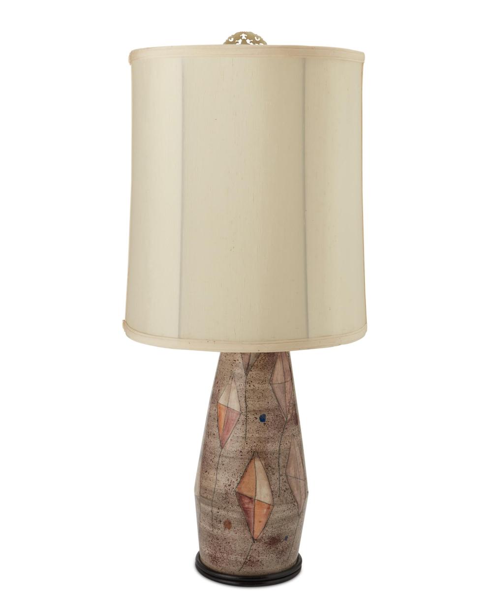 Appraisal: An ELC Du Nord mid-century modern studio pottery table lamp