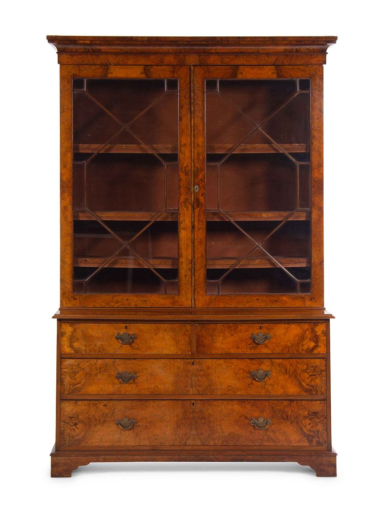 Appraisal: A Late George III Burl Walnut Bookcase A Late George