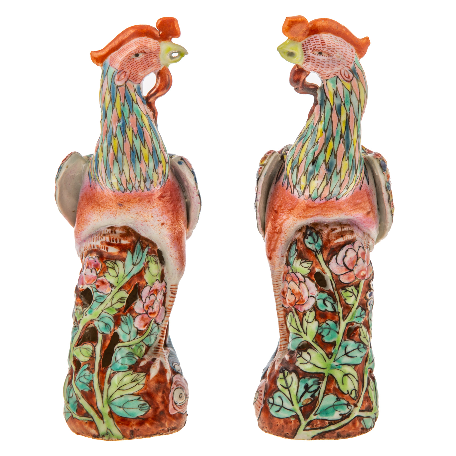 Appraisal: A PAIR OF CHINESE EXPORT FAMILLE ROSE PHOENIX Guangxu Era