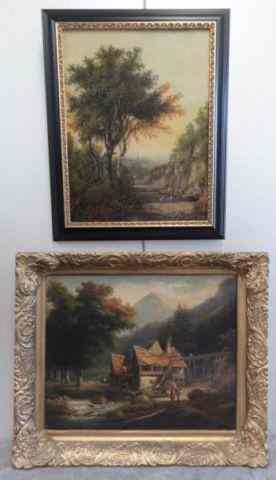 Appraisal: Two European Oils on Panel Unsigned oil of European farmhouse