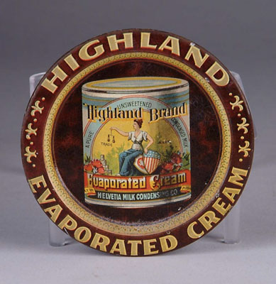 Appraisal: HIGHLAND EVAPORATED CREAM TIP TRAY Very early lithographed image of