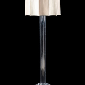 Appraisal: A Contemporary Acrylic and Chrome Floor Lamp with Custom Shade