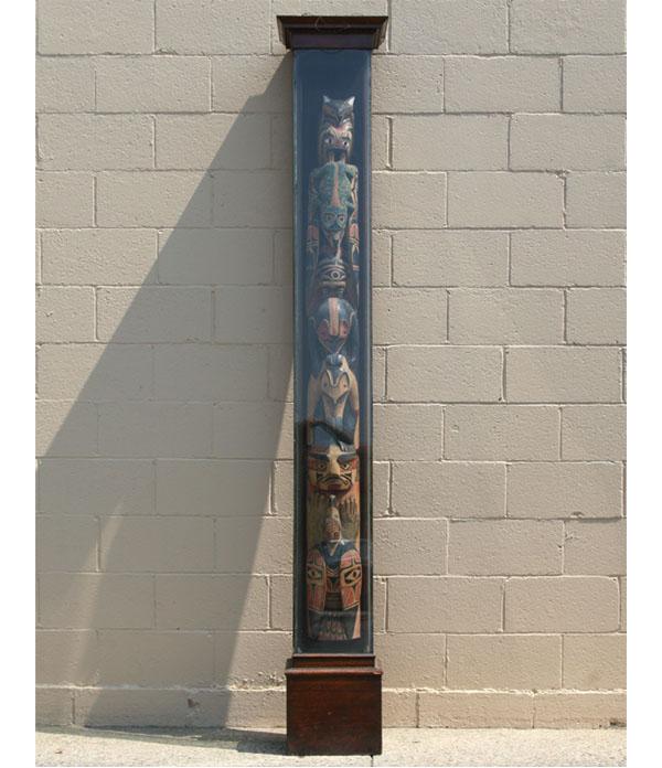 Appraisal: Red Man Lodge cased NW Totem Pole Hand carved polychrome