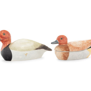 Appraisal: Four Italian Porcelain Animal Articles comprising a pair of handpainted