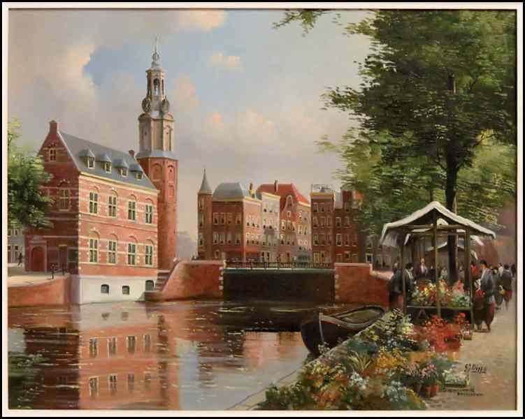 Appraisal: GEORGE JAN DISPO - BOEMENMARKT AMSTERDAM Oil on canvas signed