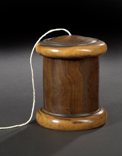 Appraisal: Unusual English Maple-Edged Rosewood-Grained Cylindrical String Dispenser third quarter th