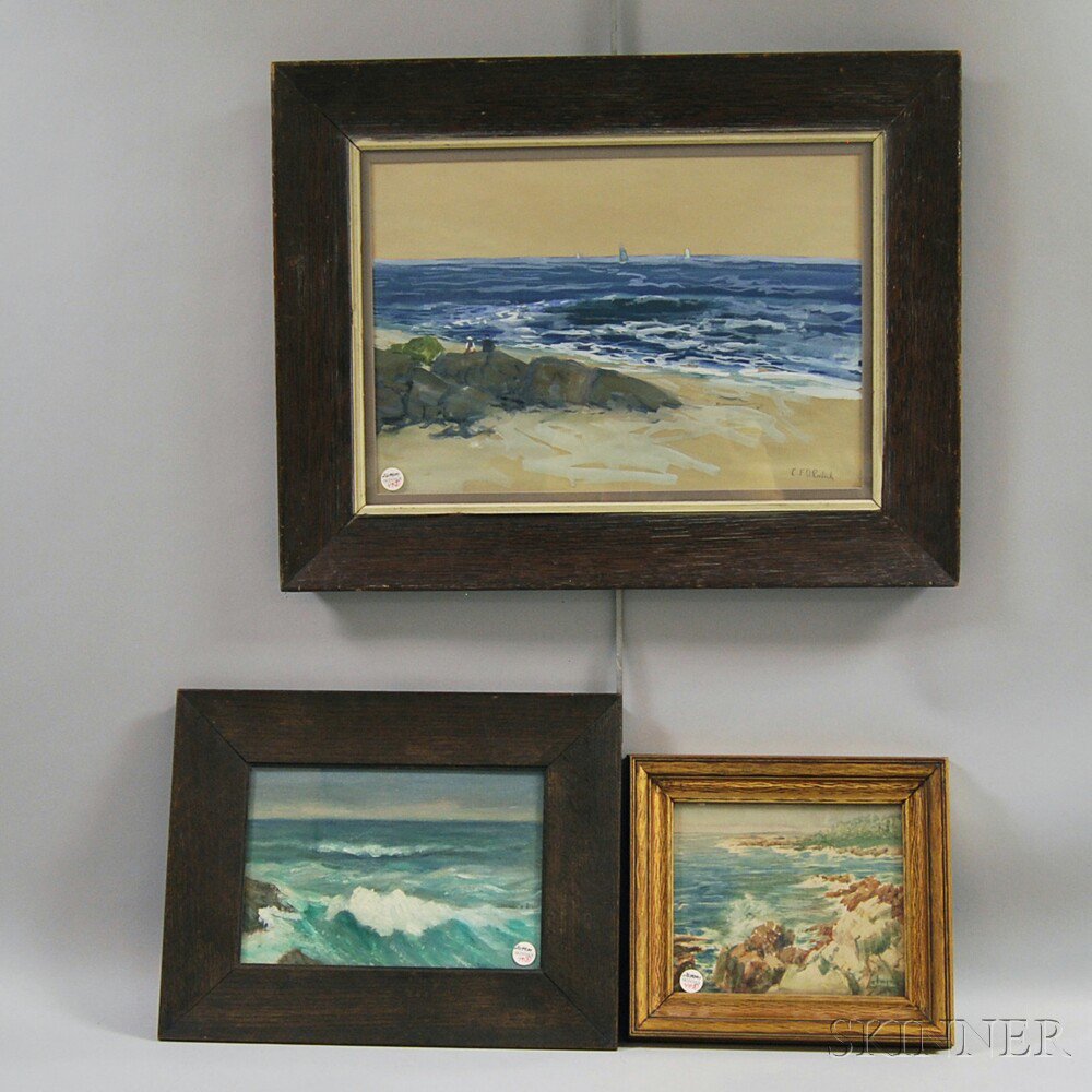 Appraisal: Three Framed Seascapes Charles E D Rodick American th th