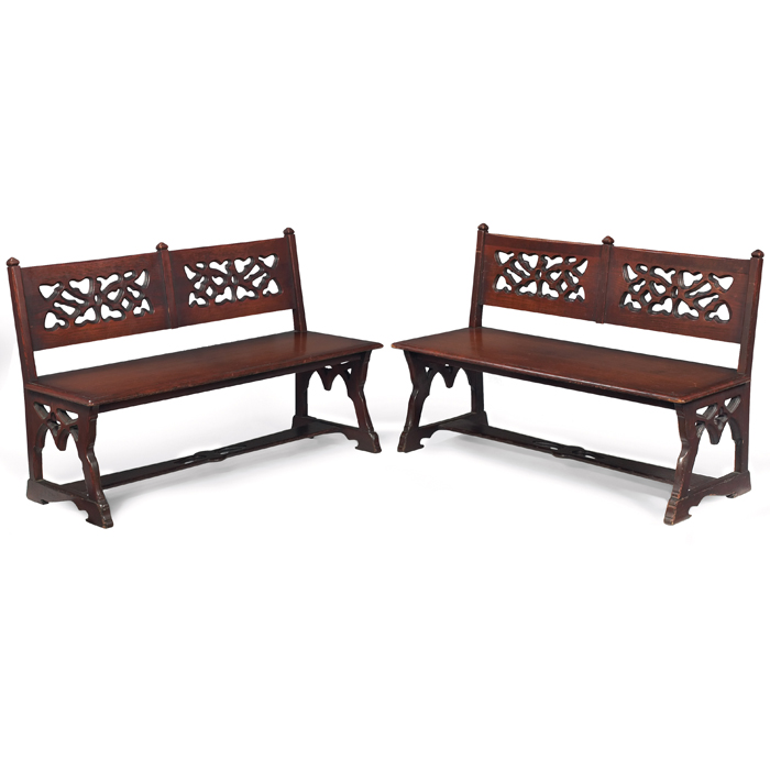 Appraisal: Arts Crafts benches pair in the manner of Rose Valley