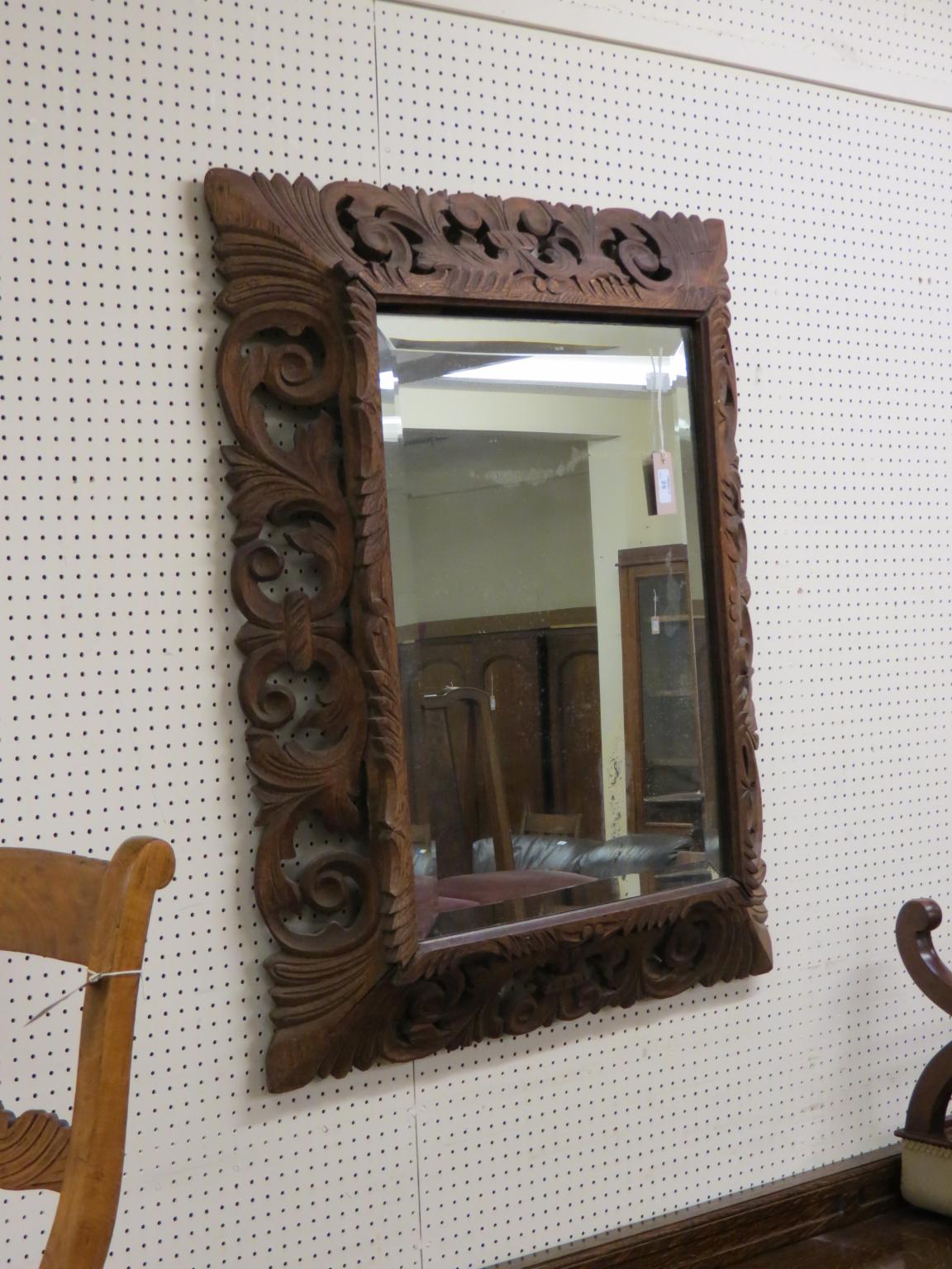 Appraisal: A late Victorian mirror oak frame carved with acanthus leaf-scrolls