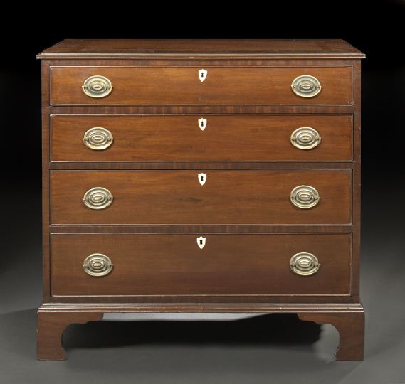 Appraisal: George III Mahogany Chest mid- th century the double-banded rectangular