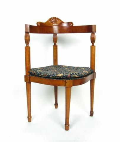 Appraisal: Antique mahogany corner chair '' h elephant motif upholstered seat