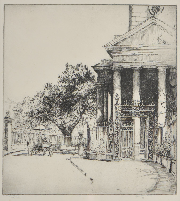 Appraisal: VERNER Elizabeth O'Neill American - ''St Philips Portico Charleston'' Etching