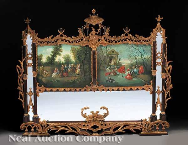 Appraisal: A Decorative Chinese Chippendale-Style Carved Overmantel Mirror th c centered