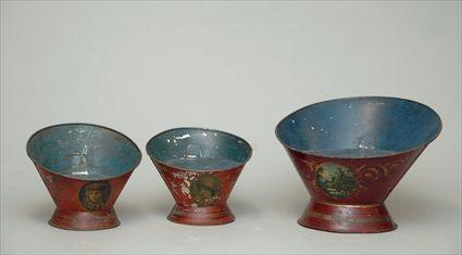 Appraisal: Three Painted Tole Grain Scoops