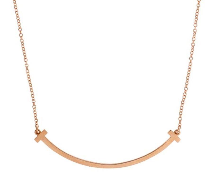 Appraisal: Tiffany Company T Smile kt rose gold pendant necklace Tiffany