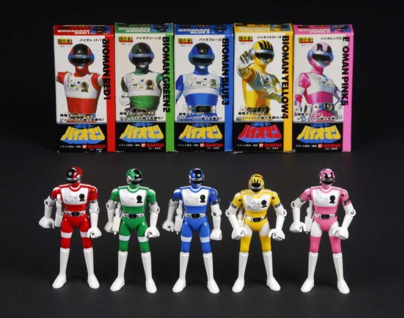 Appraisal: Lot of Bioman Figures Description Japanese Made by Bandai Includes