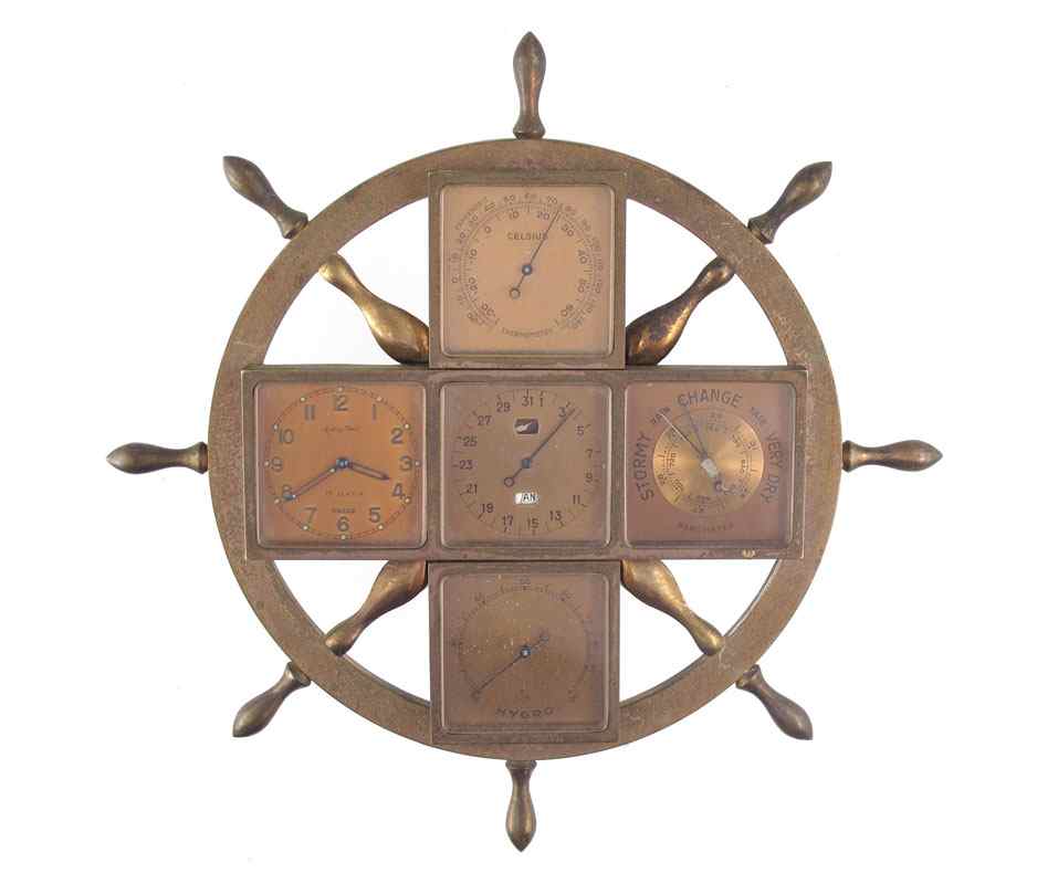 Appraisal: MATHEY-TISSOT SHIPS WHEEL CLOCK WEATHER STATION A unique timepiece by