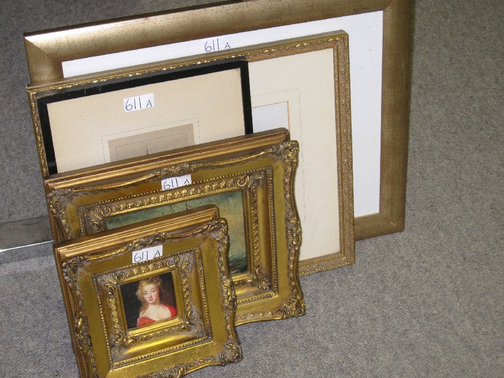 Appraisal: Lot comprising two oils two etchings and a watercolour