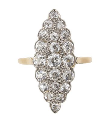 Appraisal: A late Victorian navette shaped diamond ring Set with graduated