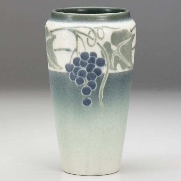 Appraisal: LORINDA EPPLYROOKWOODVellum vase with grapes Flame mark VIII E LE