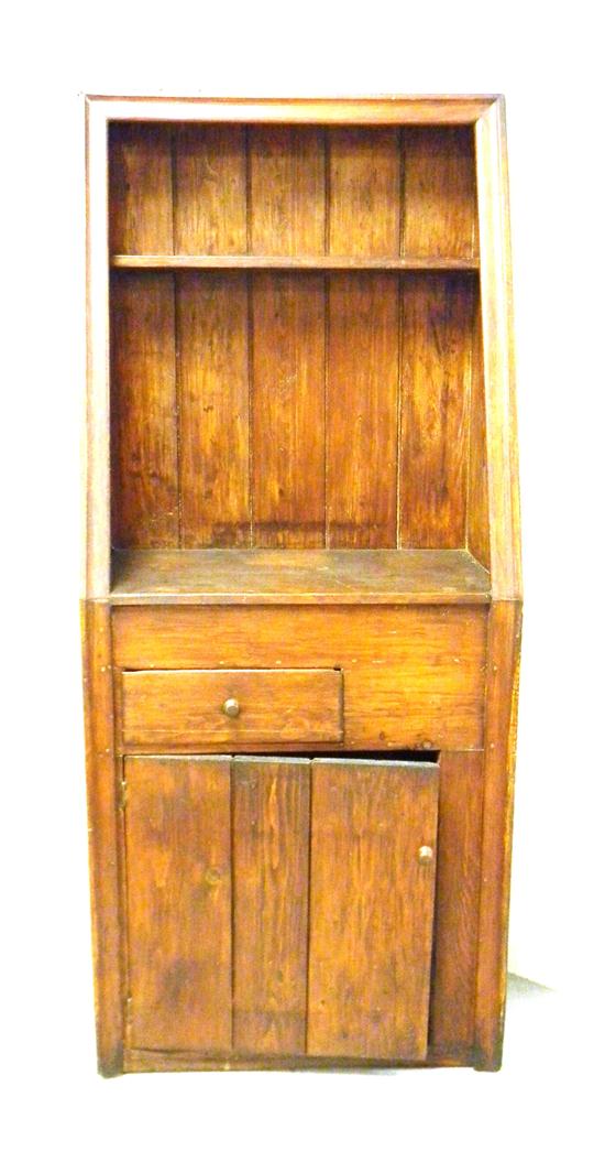 Appraisal: Hutch cupboard American th C pine with open slant top