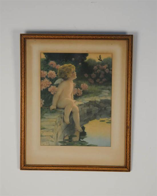 Appraisal: Bessie Pease Gutmann Print of Nude Winged Child and Butterfly