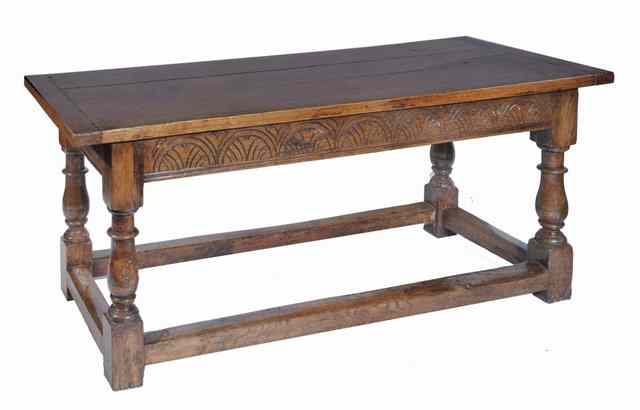 Appraisal: A TH CENTURY OAK REFECTORY TABLE of rectangular form on