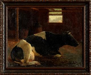 Appraisal: Achille Peretti - New Orleans Cow in the Barn early