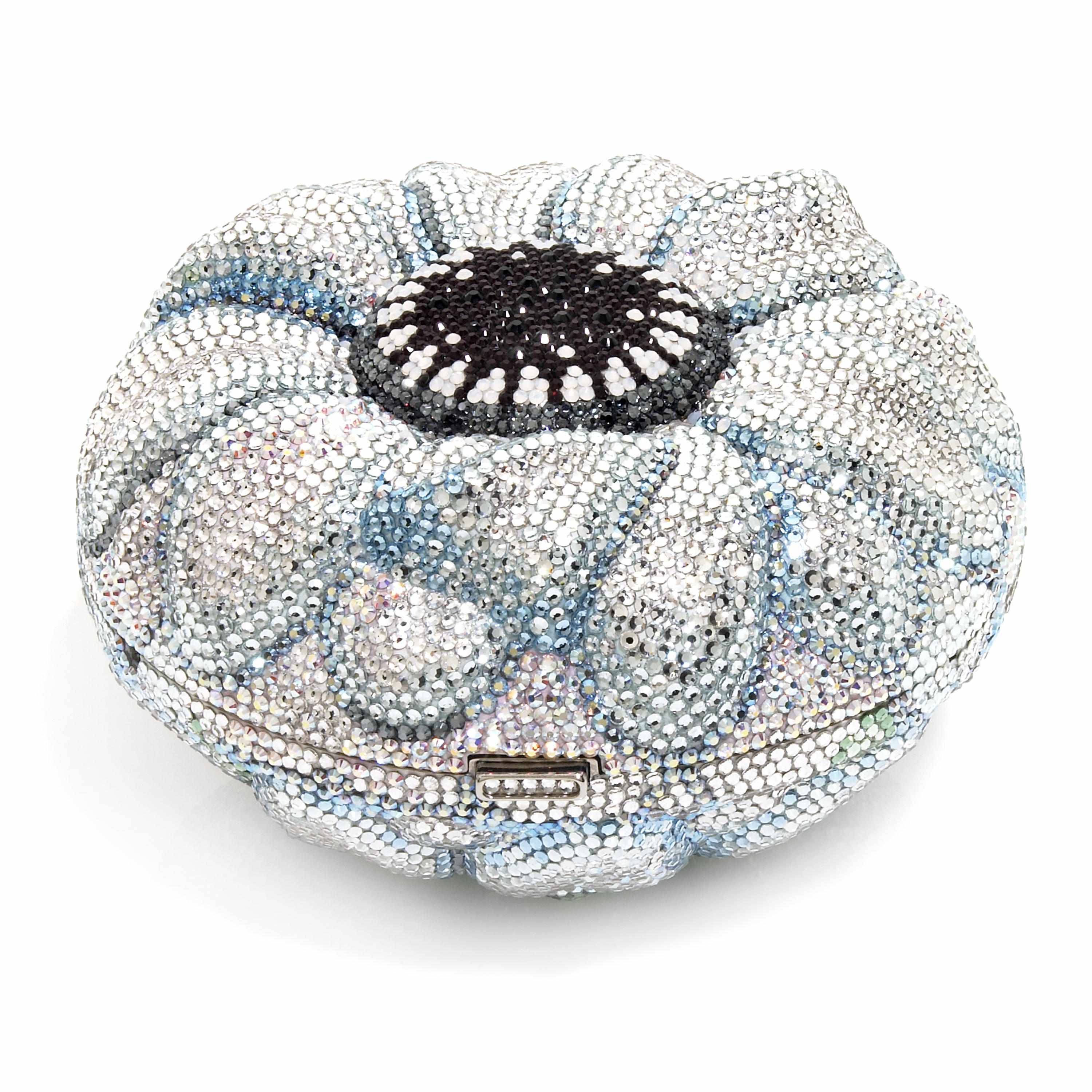 Appraisal: A blue and silver crystal sunflower minaudiere interior with a