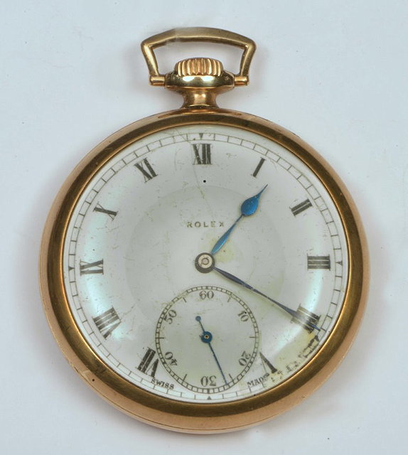 Appraisal: A ROLEX GOLD PLATED POCKET WATCH with enamel dial and