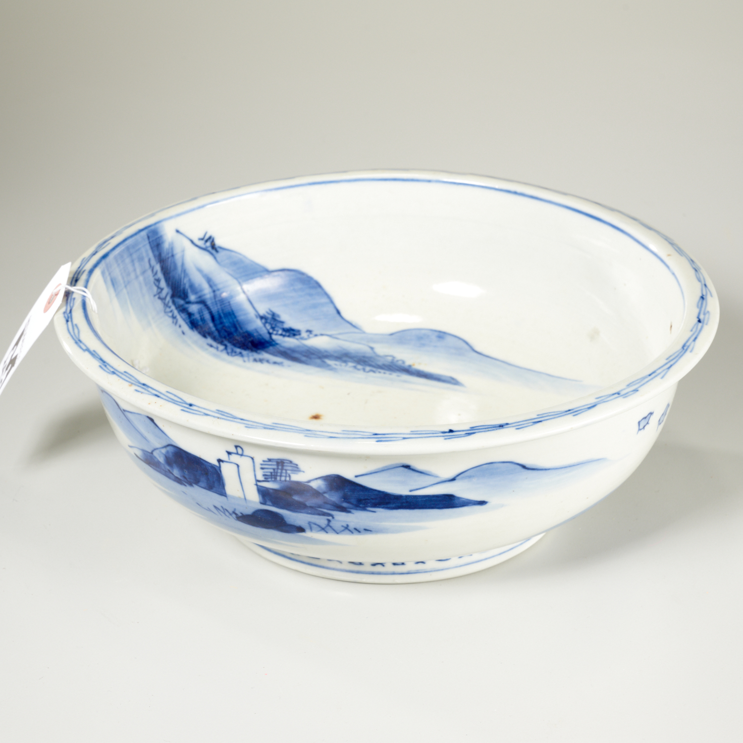 Appraisal: CHINESE BLUE AND WHITE PORCELAIN BOWL th th c mountainous