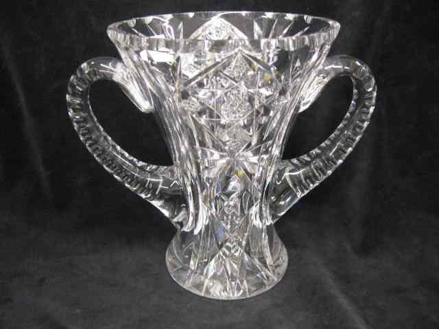 Appraisal: Hawkes Cut Glass Handled Vase loving cup style brilliant period