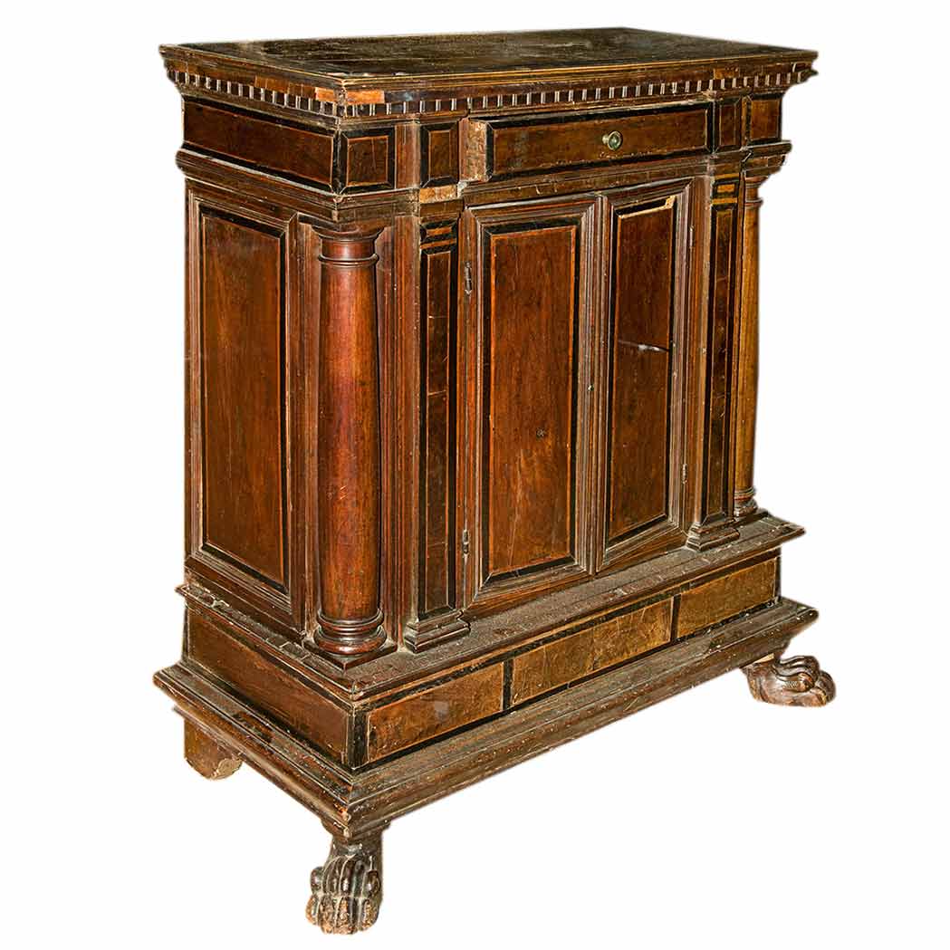 Appraisal: Italian Renaissance Walnut and Rosewood Side Cabinet The rectangular top