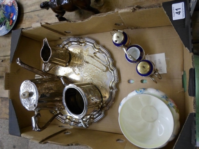 Appraisal: Tray comprising Silver Plate Tray Tea Pot Milk Jug Sugar