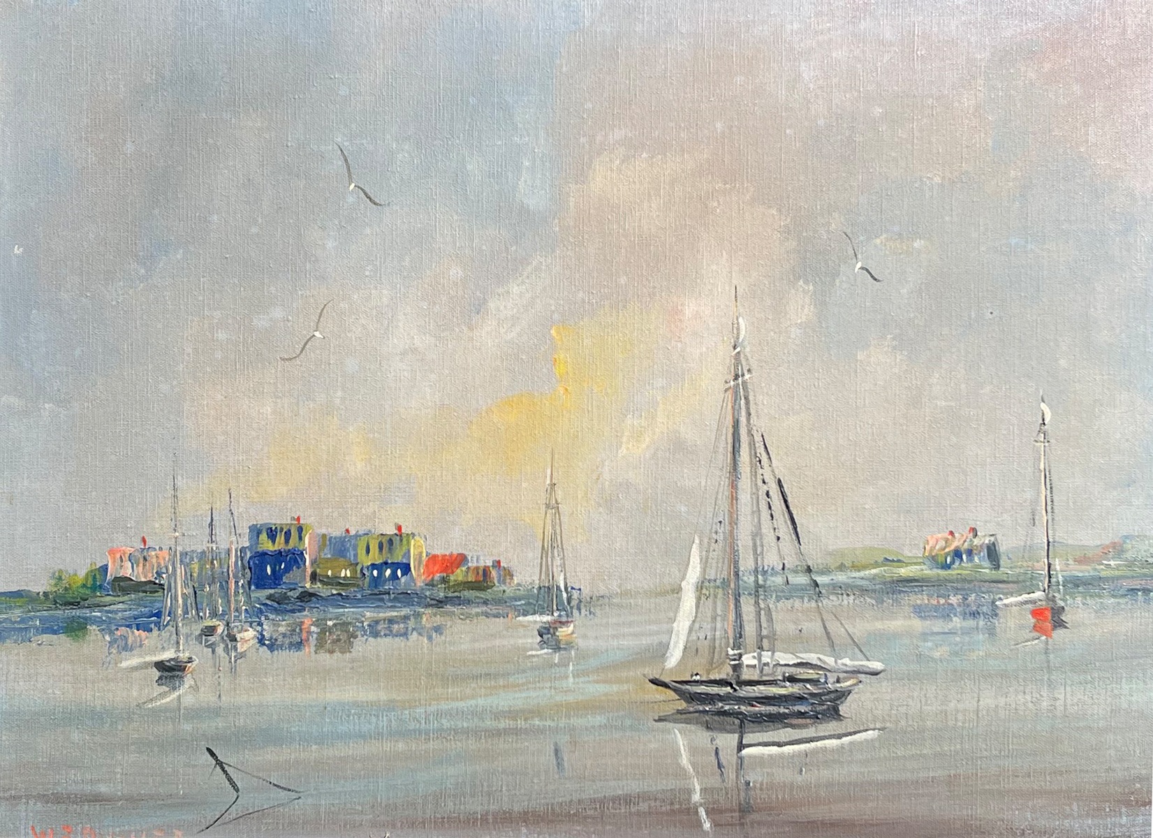 Appraisal: DWYER W E American b Harbor Scene Oil Canvas ''