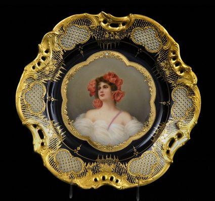 Appraisal: VIENNA PORCELAIN HAND-PAINTED PORTRAIT PLATE ROTOR MOHN Marked with iron