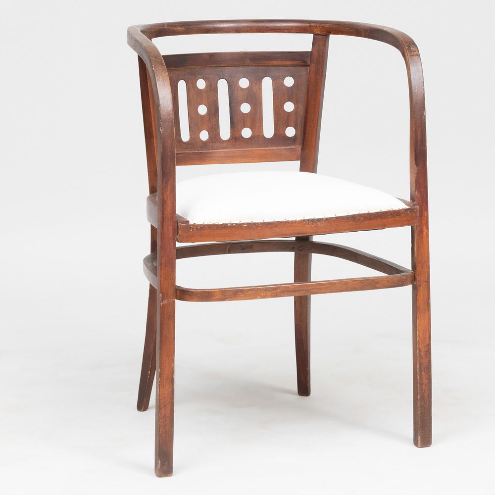 Appraisal: Otto Wagner Stained Bentwood Armchair with Holes and Ovals x