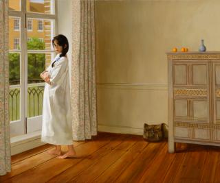 Appraisal: William Whitaker b Wendy at the Window oil on panel