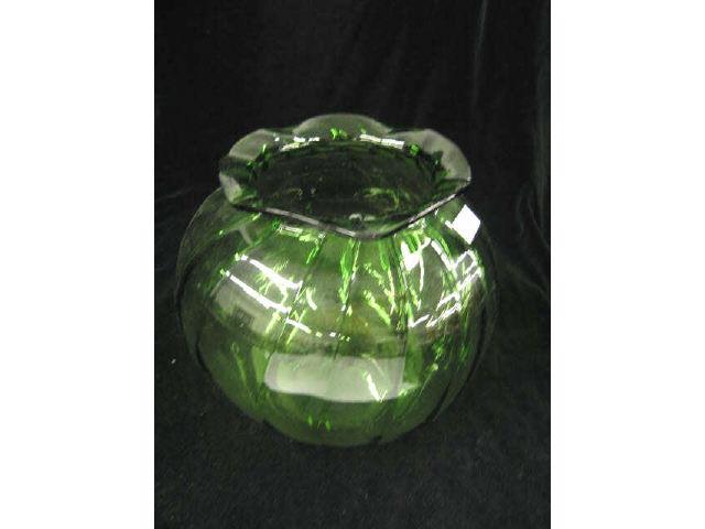 Appraisal: Emerald Art Glass Vase ribbed decor possibly Steuben