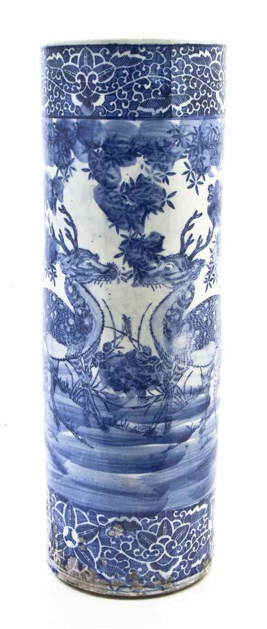 Appraisal: A Chinese Porcelain Umbrella Stand having underglaze blue decoration of