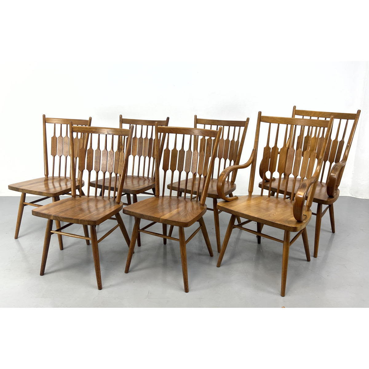 Appraisal: Kipp Stewart for Drexel Walnut Dining Chairs arm side Dimensions