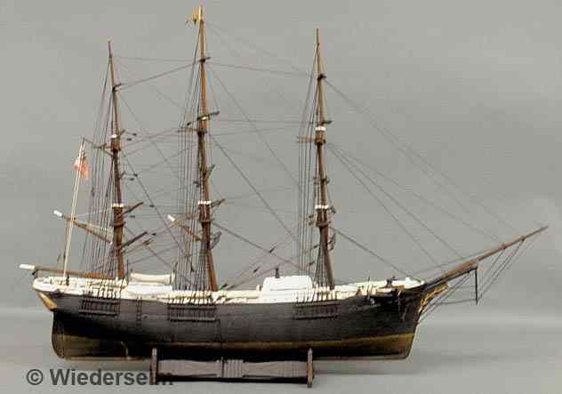 Appraisal: Wood ship model of a three-masted clipper ship with a