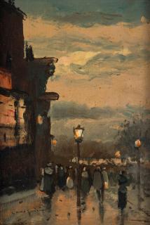 Appraisal: LUIGI LOIR FRENCH - A Rainy Morning Paris oil on