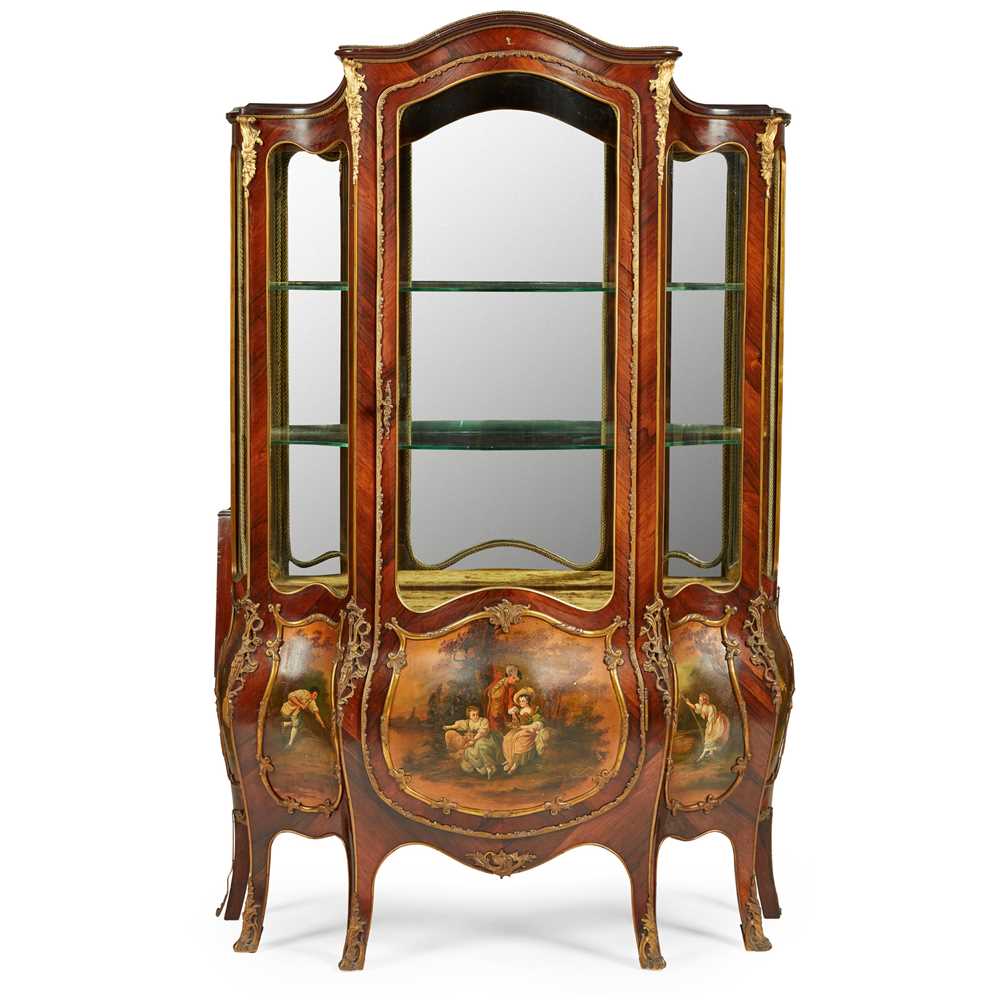 Appraisal: Y FRENCH ROSEWOOD AND VERNIS MARTIN GILT BRONZE MOUNTED VITRINE