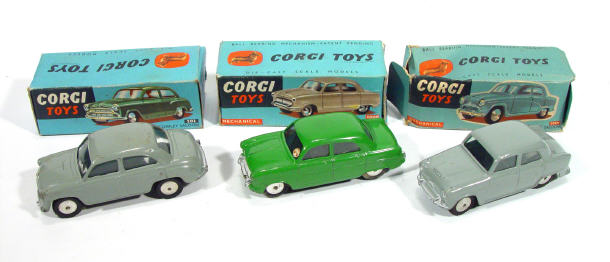 Appraisal: Three boxed Corgi saloon cars Ford Consul saloon M Austin