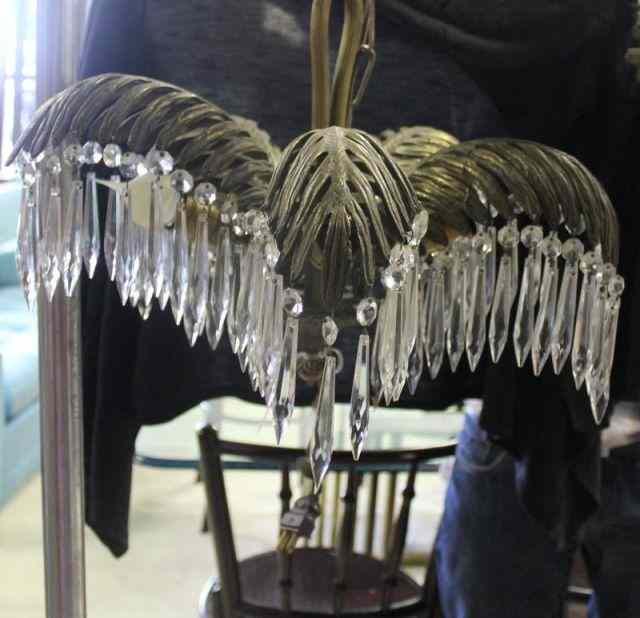 Appraisal: Vintage Bronze Palm Leaf Form Chandelier From a Larchmont NY