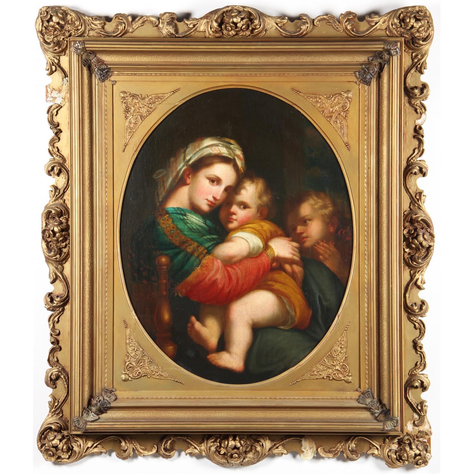 Appraisal: after Raphael Italian - Madonna della seggiola oil on canvas