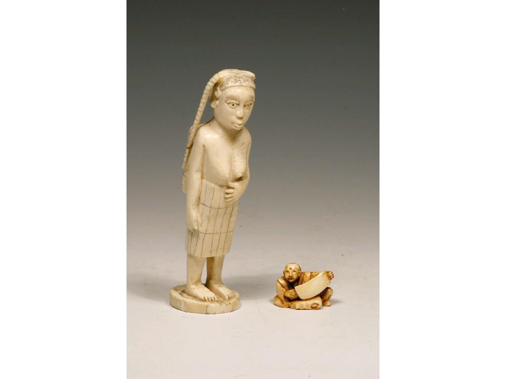 Appraisal: AN AFRICAN IVORY CARVING OF A LADY early th century