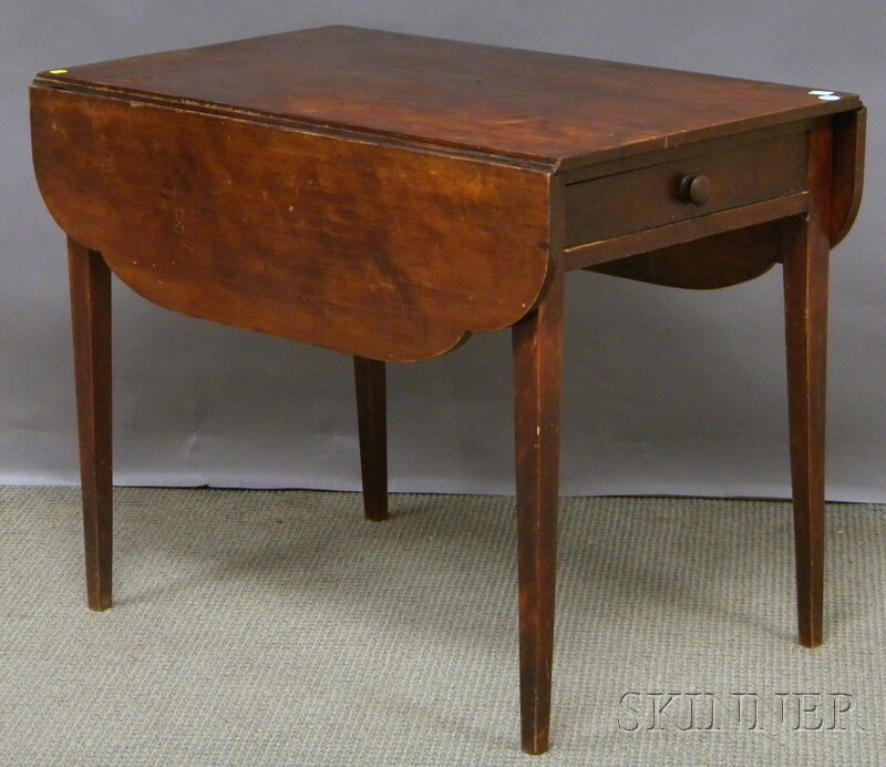 Appraisal: Federal Cherry Drop-leaf Pembroke Table with End Drawer and Tapering