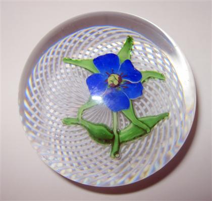 Appraisal: Antique St Louis Pelargonium paperweight With a blue petaled blossom